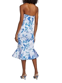 Stephanie Floral Bow Midi-Dress