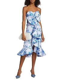 Stephanie Floral Bow Midi-Dress