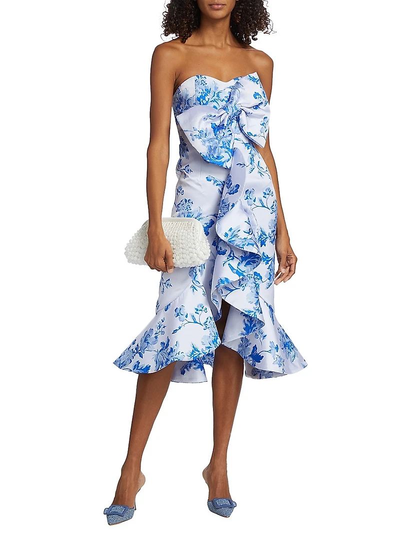 Stephanie Floral Bow Midi-Dress