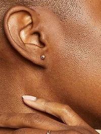 14K White Solid Gold Have A Ball Studs