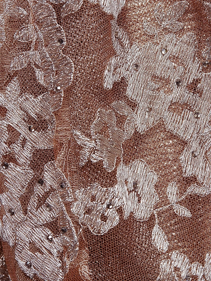 Floral-Embroidered Trumpet Gown