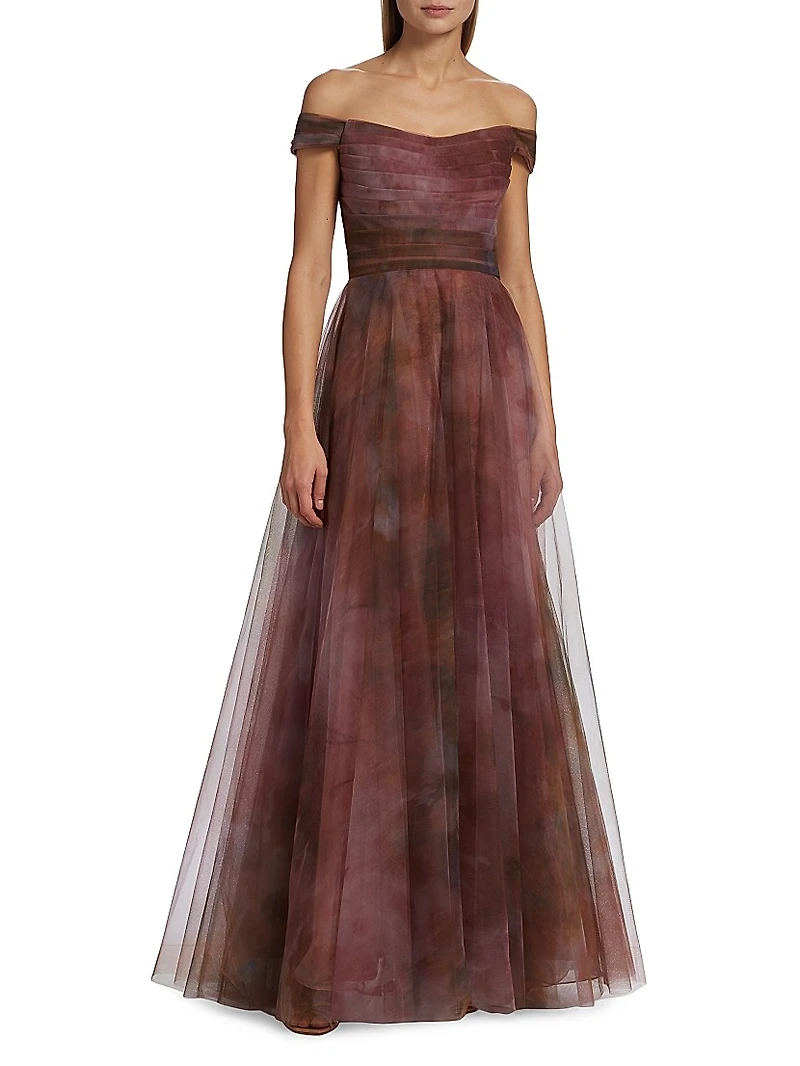 Off-The-Shoulder Tulle Gown
