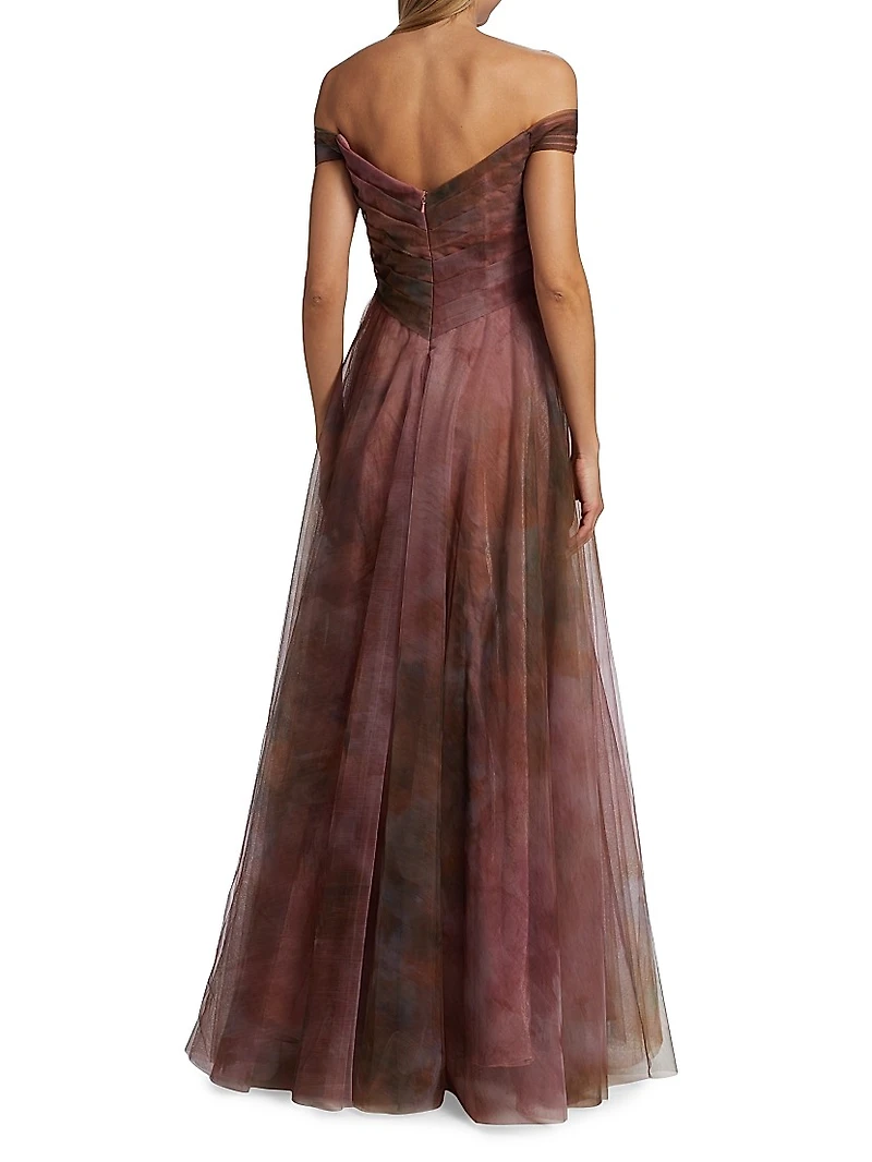 Off-The-Shoulder Tulle Gown