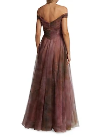 Off-The-Shoulder Tulle Gown