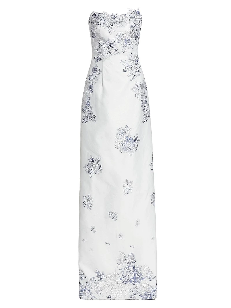 Strapless Floral Jacquard Mermaid Gown