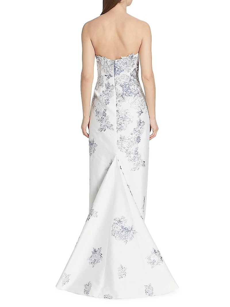 Strapless Floral Jacquard Mermaid Gown