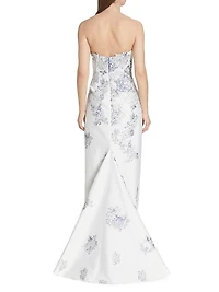 Strapless Floral Jacquard Mermaid Gown