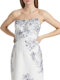 Strapless Floral Jacquard Mermaid Gown