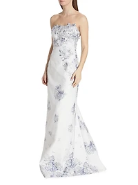 Strapless Floral Jacquard Mermaid Gown