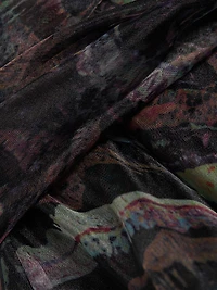 Printed Strapless Organza Gown