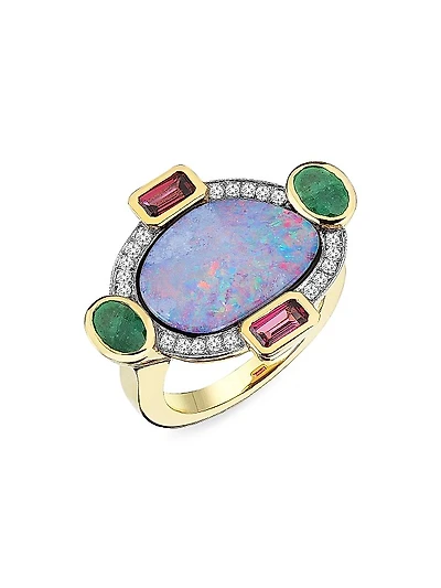 Focus Two-Tone 14K Gold & Multi-Gemstone Ring