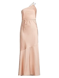 Lana One-Shoulder Satin Midi-Dress