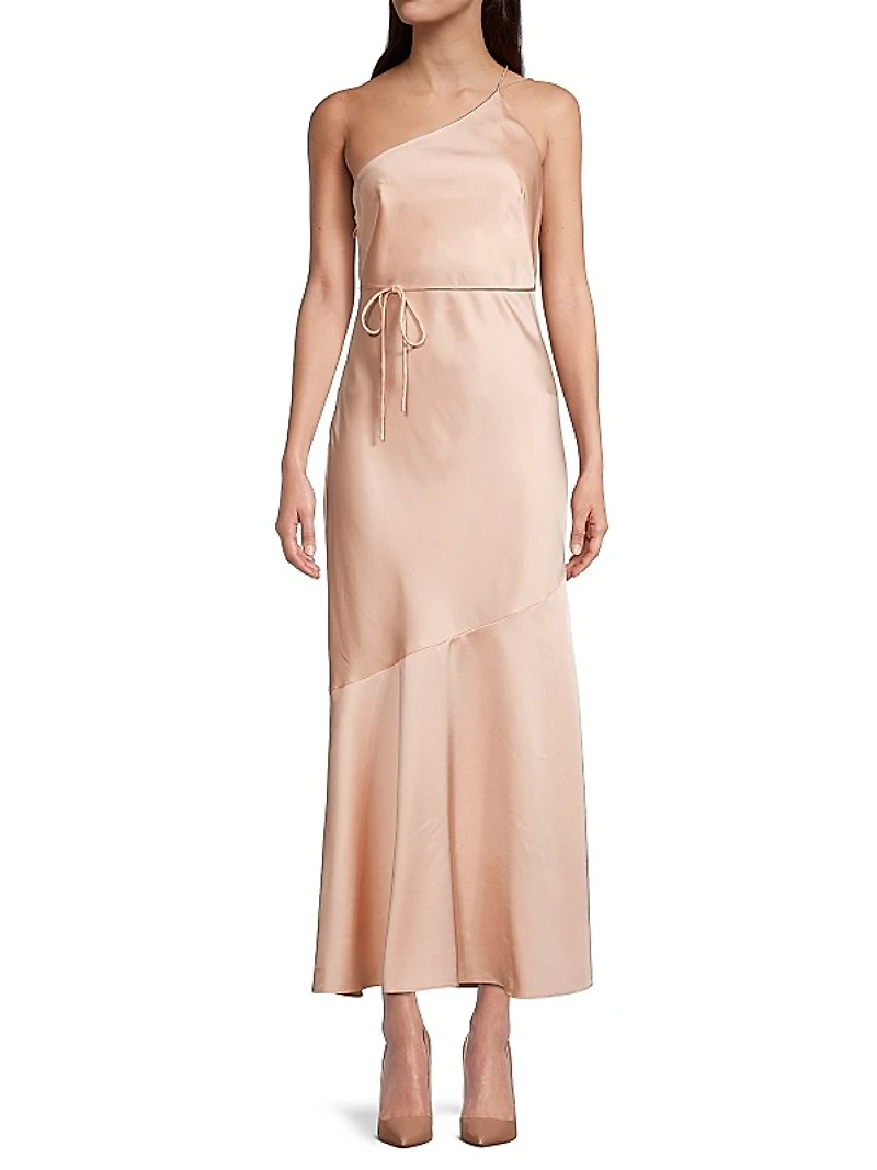 Lana One-Shoulder Satin Midi-Dress