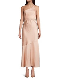 Lana One-Shoulder Satin Midi-Dress