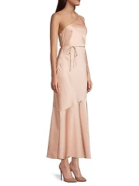 Lana One-Shoulder Satin Midi-Dress