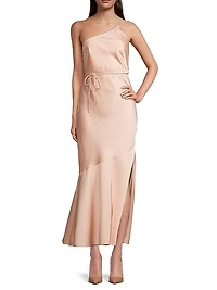 Lana One-Shoulder Satin Midi-Dress