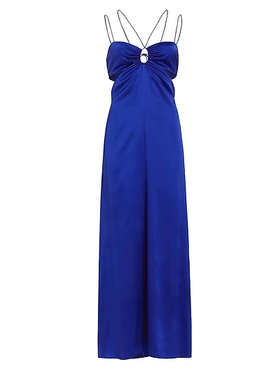 Cut-Out Silk-Blend Maxi Dress