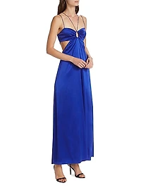 Cut-Out Silk-Blend Maxi Dress