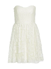 Strapless Embroidered Tulle Minidress