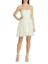 Strapless Embroidered Tulle Minidress