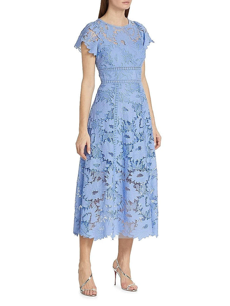 Chiffon Lace Midi-Dress