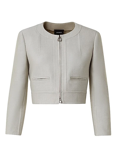 Wool Crêpe Short Zip Jacket