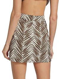 Maeve Printed Wrap Miniskirt