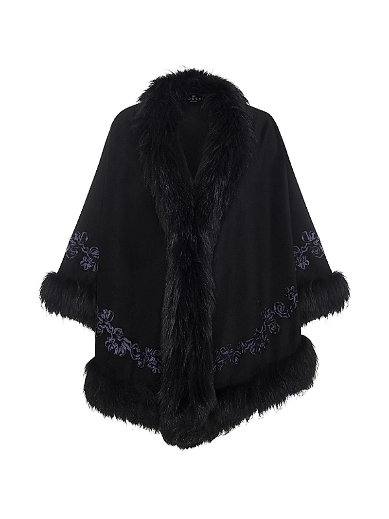 Embroidered Wool and Cashmere Cape