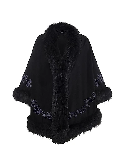 Embroidered Wool and Cashmere Cape