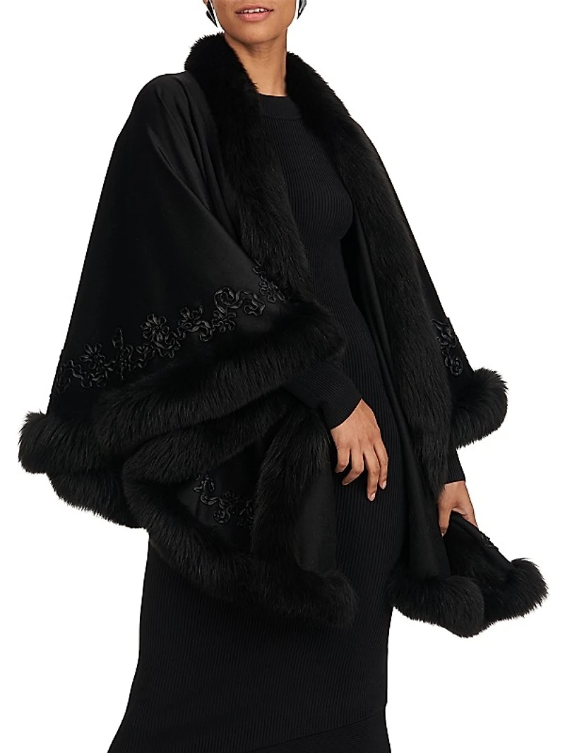 Embroidered Wool and Cashmere Cape