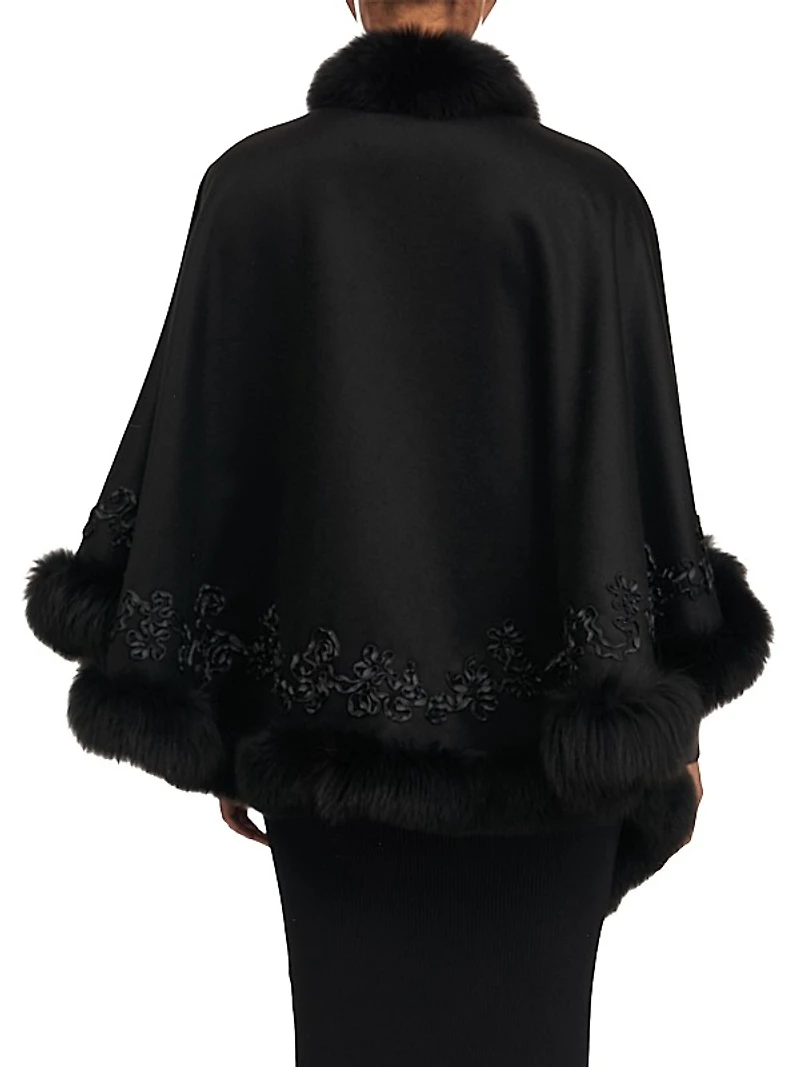 Embroidered Wool and Cashmere Cape