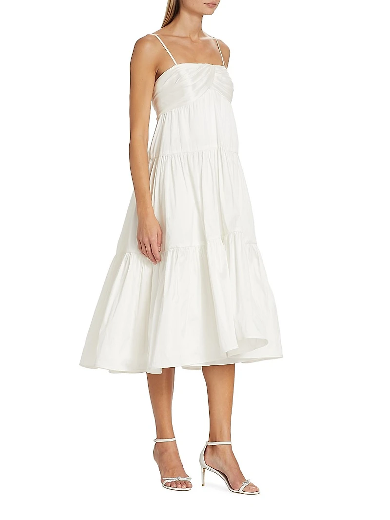 Satin Trapeze Midi-Dress