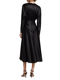 Tie-Front Silk Dress