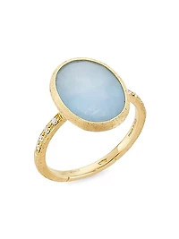 Siviglia 18K Yellow Gold, Aquamarine & 0.06 TCW Diamond Ring