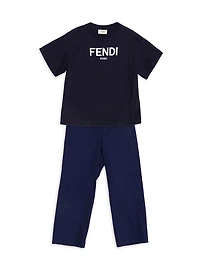 Little Boy's & Logo Tape Cotton-Blend Pants