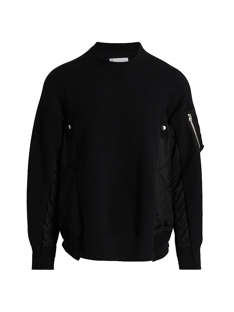 Sponge Sweat Mixed-Media Twill Sweater