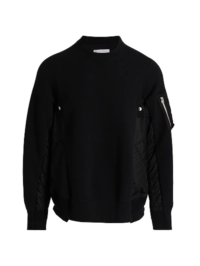 Sponge Sweat Mixed-Media Twill Sweater