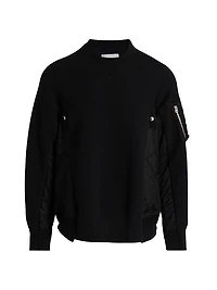 Sponge Sweat Mixed-Media Twill Sweater