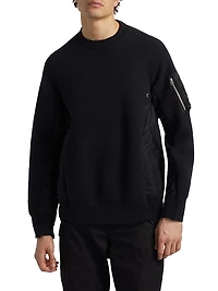 Sponge Sweat Mixed-Media Twill Sweater