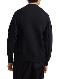 Sponge Sweat Mixed-Media Twill Sweater