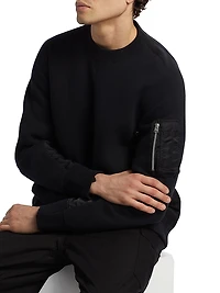 Sponge Sweat Mixed-Media Twill Sweater