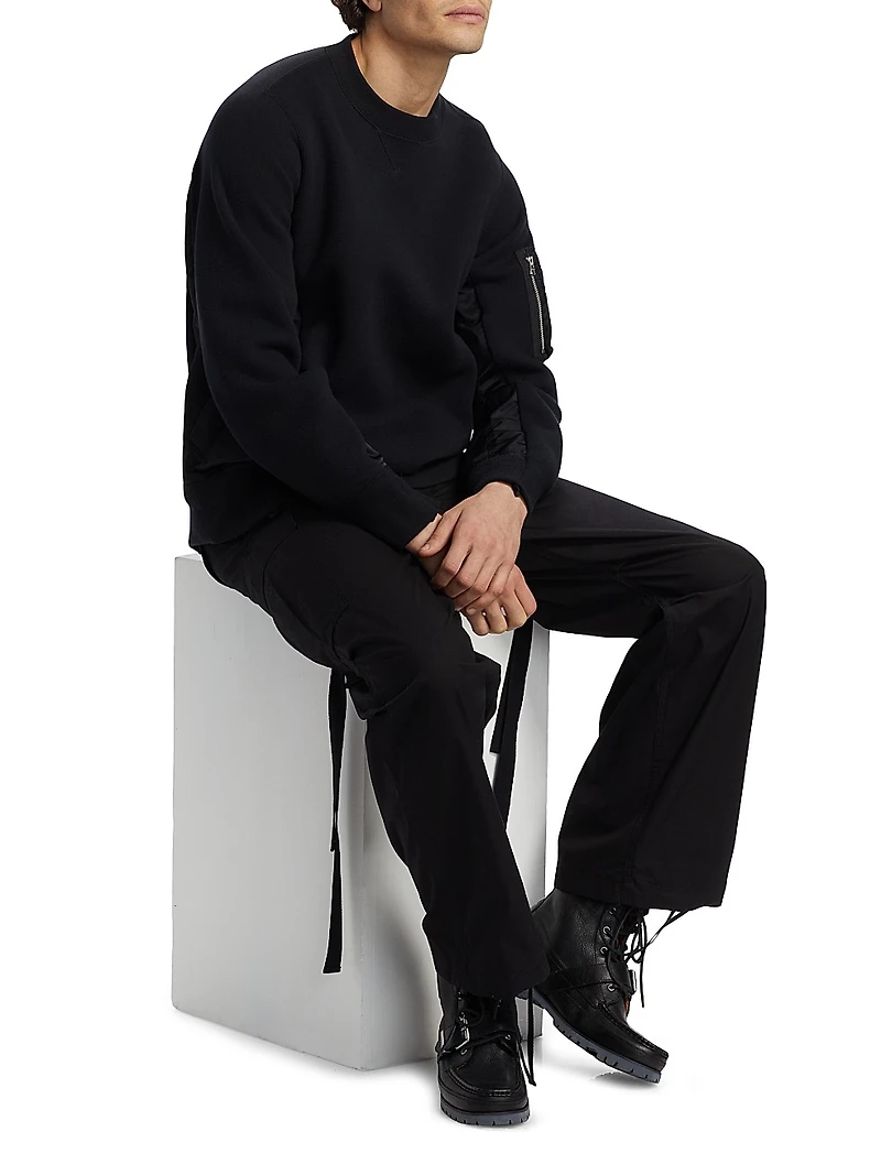 Sponge Sweat Mixed-Media Twill Sweater