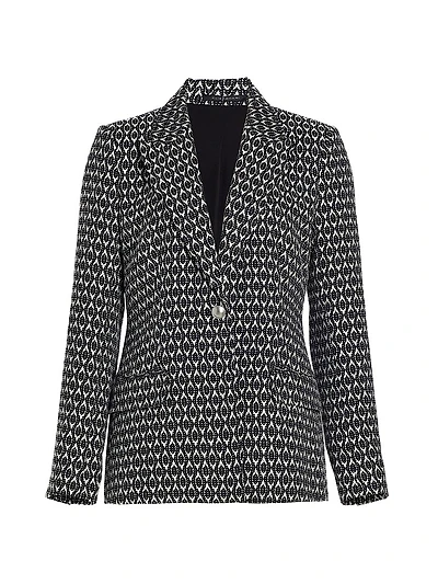 Cotton-Blend Geometric Blazer