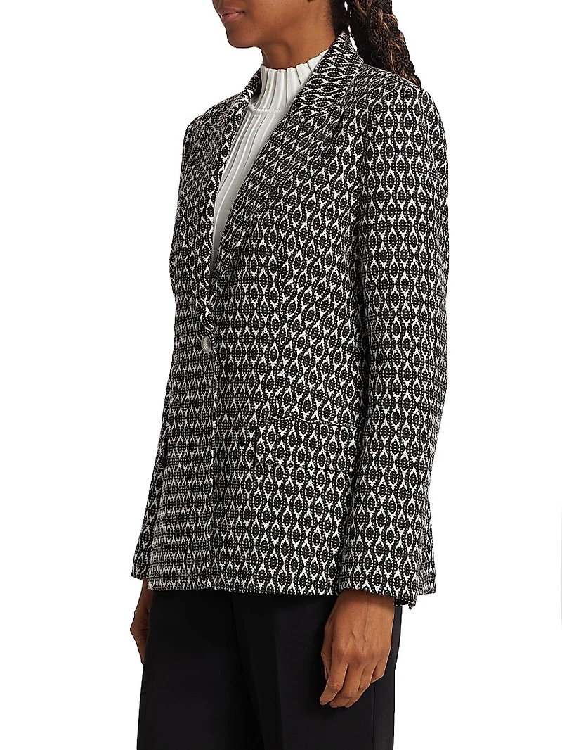 Cotton-Blend Geometric Blazer