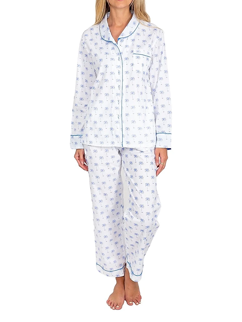 Women's Palm Tree Long PJ Set