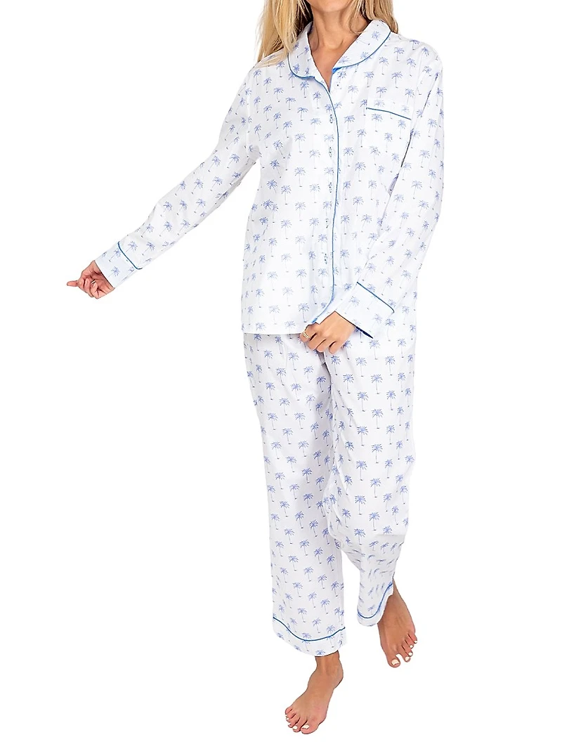 Women's Palm Tree Long PJ Set