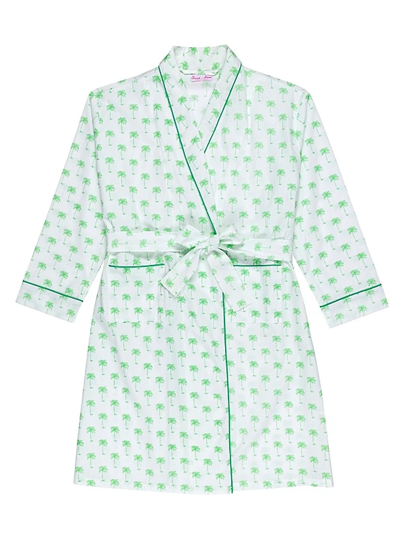 Women's Blue Palm Tree Robe