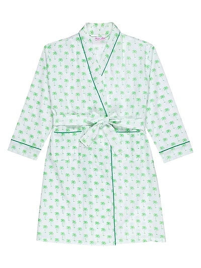 Women's Blue Palm Tree Robe