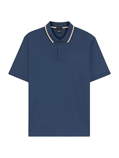 Slim-Fit Polo Shirt Cotton with Striped Collar