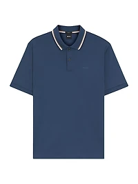 Slim-Fit Polo Shirt Cotton with Striped Collar